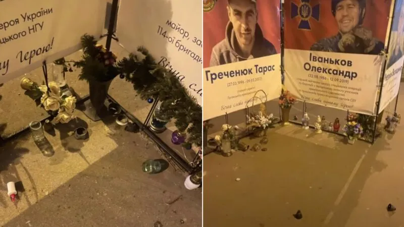 Коломиянин пошкодив лампадки та квіти біля банерів Героям війни – відео