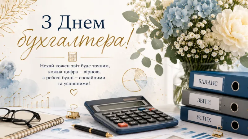 Привітання бухгалтеру з професійним святом 2026: красиві листівки та щирі слова