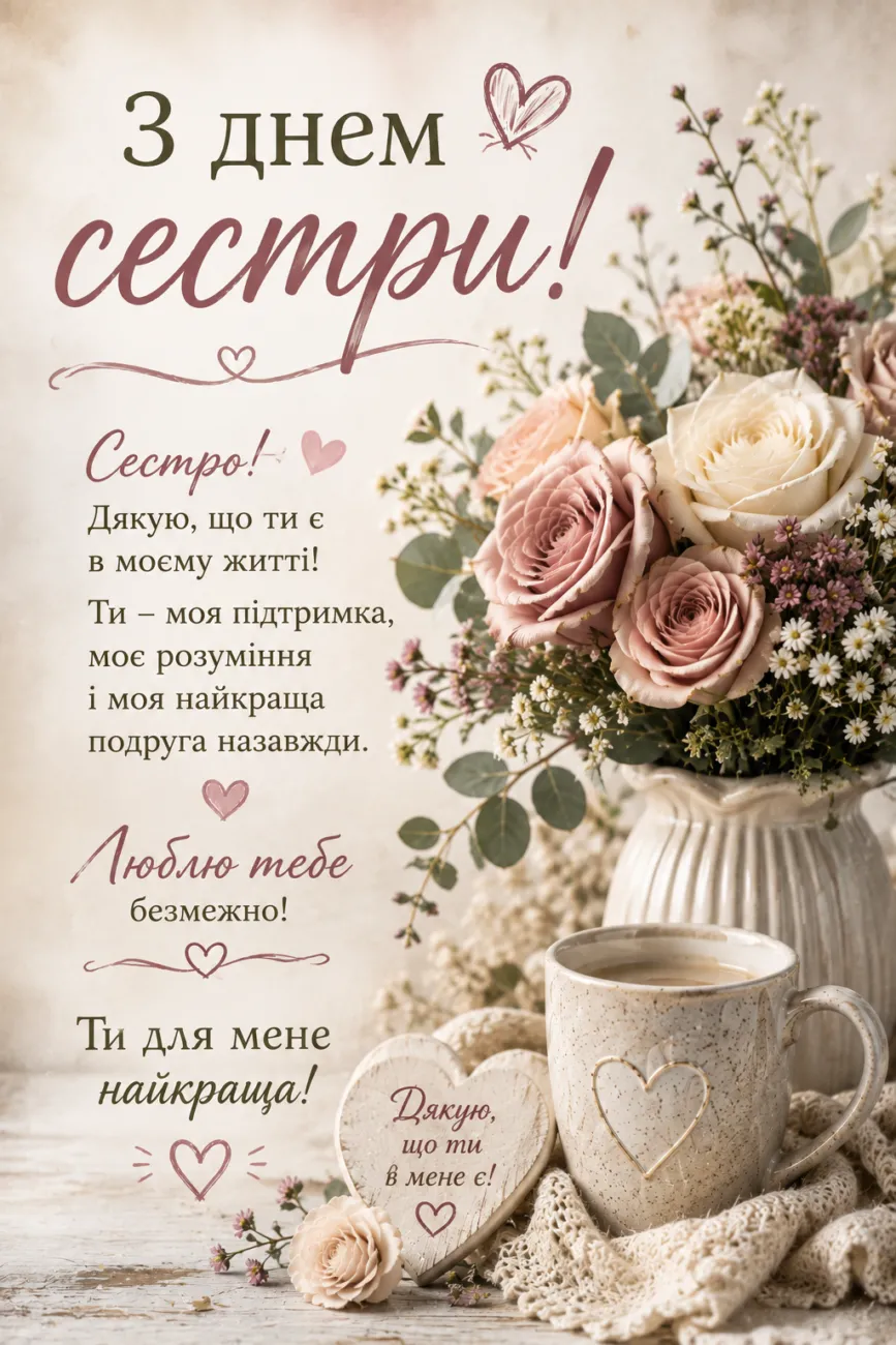 Привітання з Днем сестри для Viber
